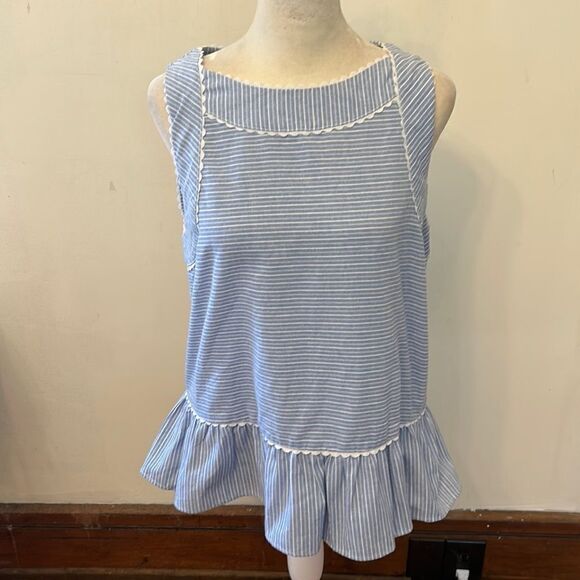altar’d state chambray blue white striped sleeveless blouse Size M EUC - Picture 1 of 8